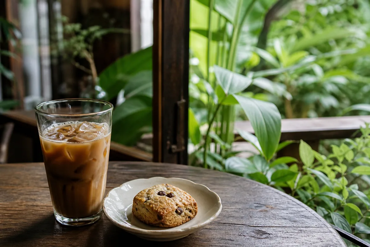 ニマンヘミン通りのカフェ、アイスコーヒーと焼き菓子