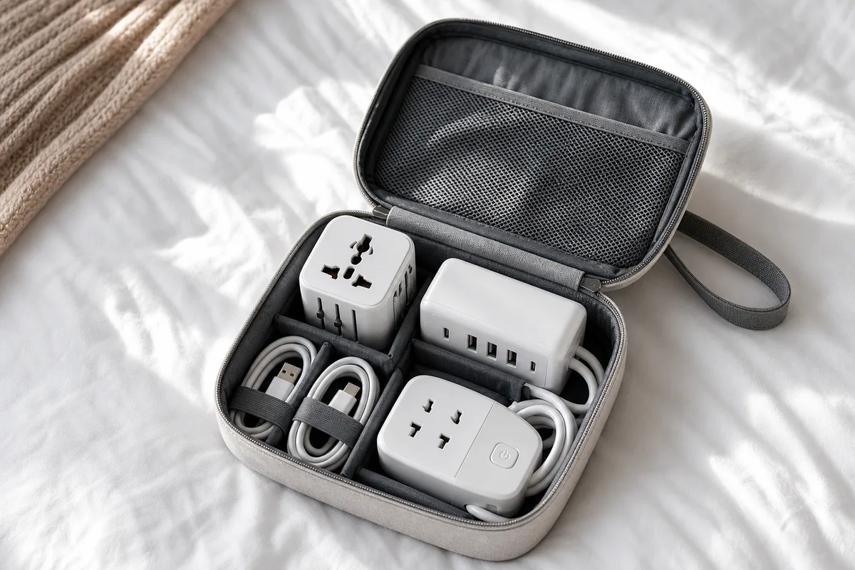 マルチ変換プラグとUSB急速充電器と電源タップの旅行充電セット
