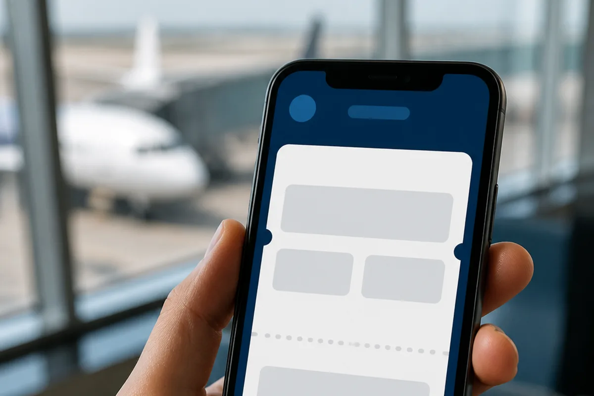 スマートフォンでエアアジアのチェックイン画面を確認しているイメージ