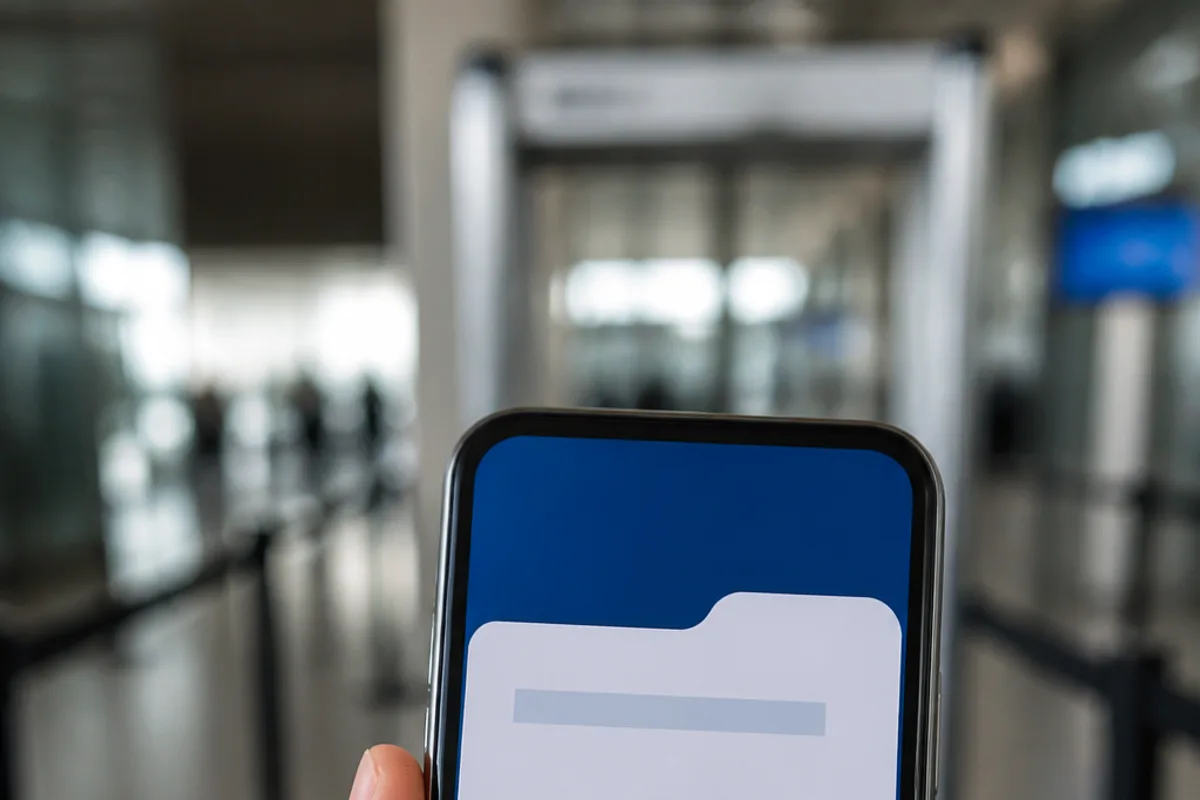 スマートフォンにエアアジアのE搭乗券が表示されているイメージ