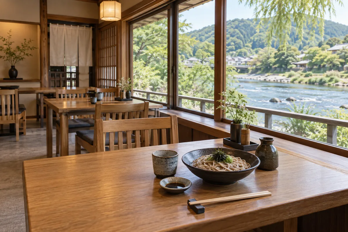 渡月橋を望む嵐山よしむらの座席のイメージ