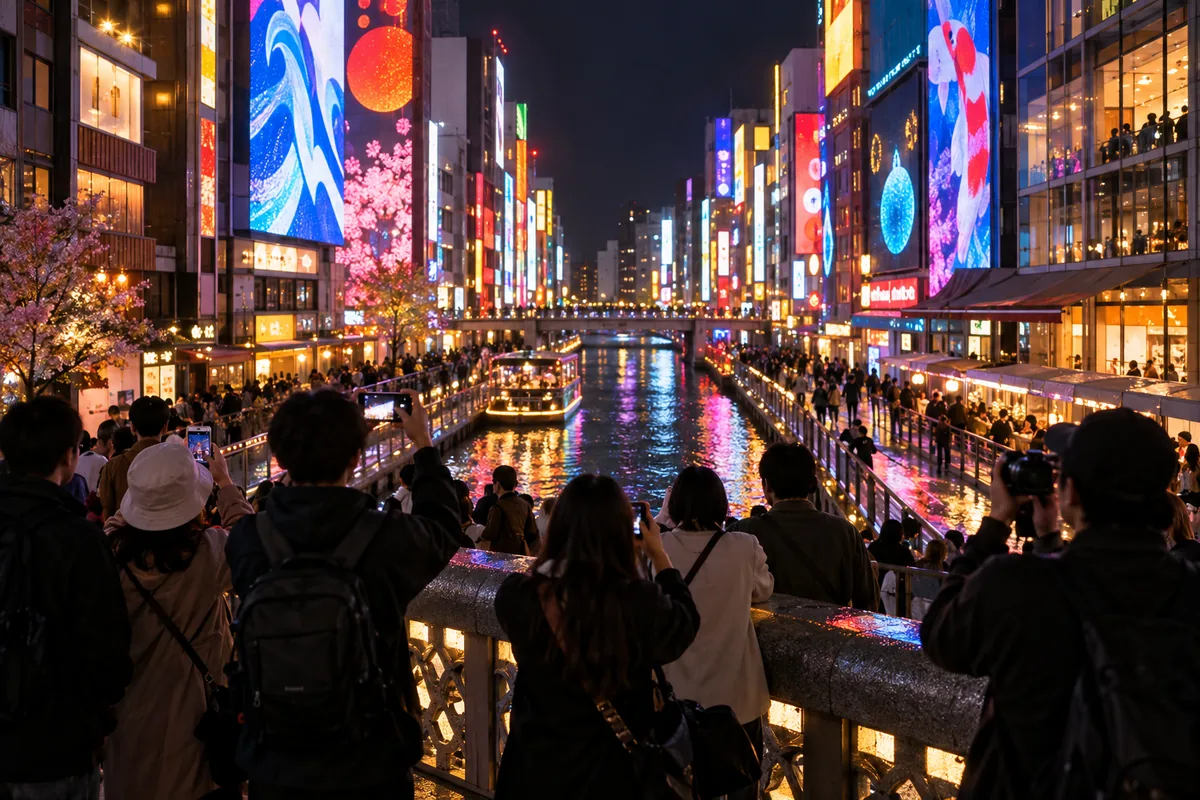 戎橋から見た道頓堀の夜景のイメージ