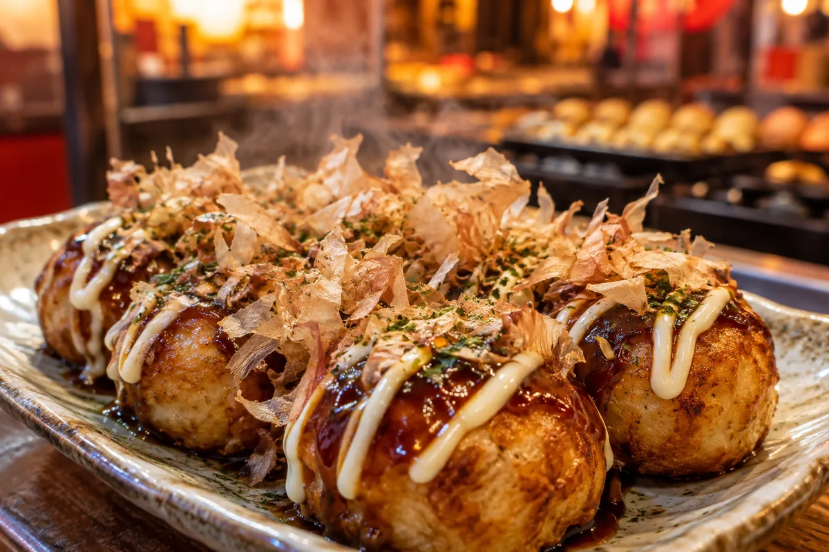 道頓堀で売られているたこ焼きのイメージ
