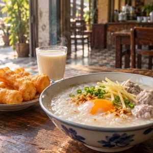 バンコクの朝ごはんは古い食堂で｜お粥とカヤトーストと公園の屋台